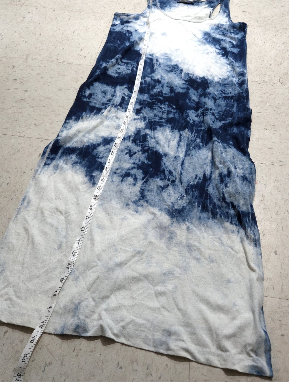 Polo Ralph Lauren | Tie-Dye Blue & White Sleeveless Maxi Dress - Picture 8 of 9